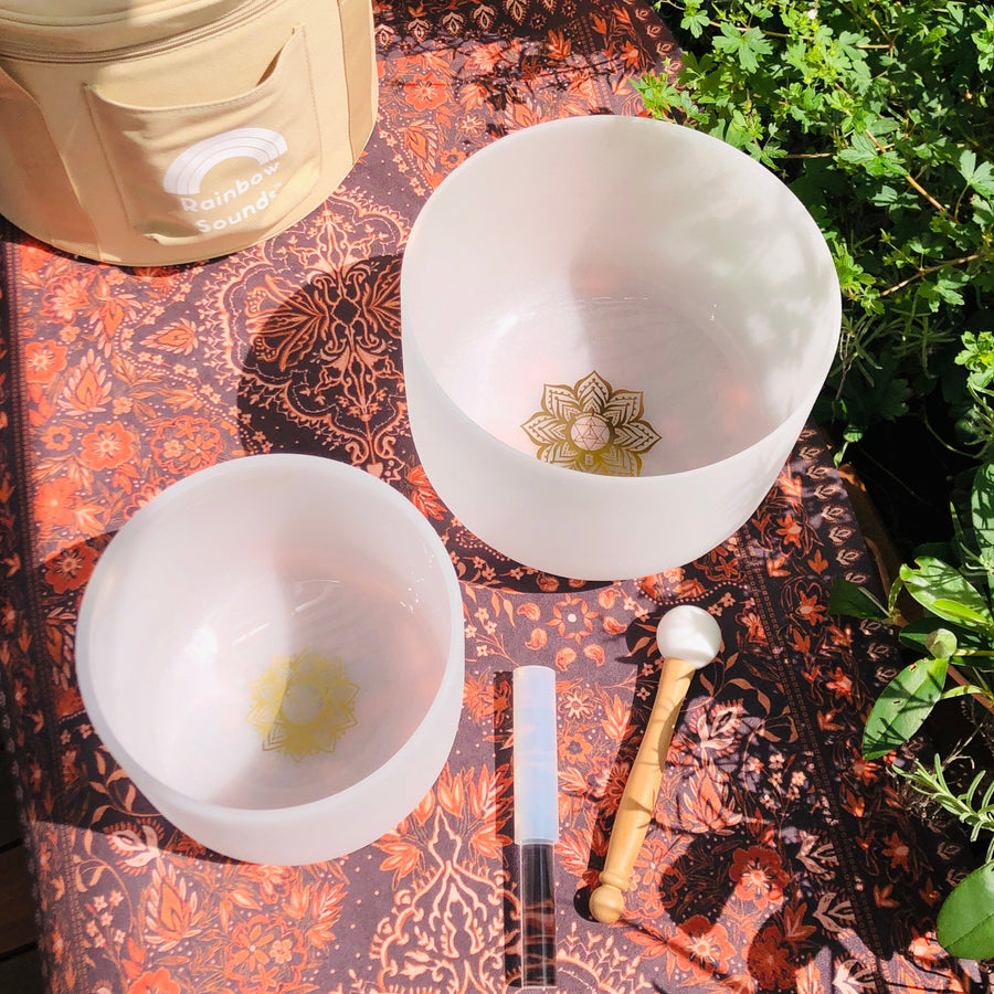 Earth & Soul Stars︱Set of 2 Sound Therapy Bowls in Beige Carry Case