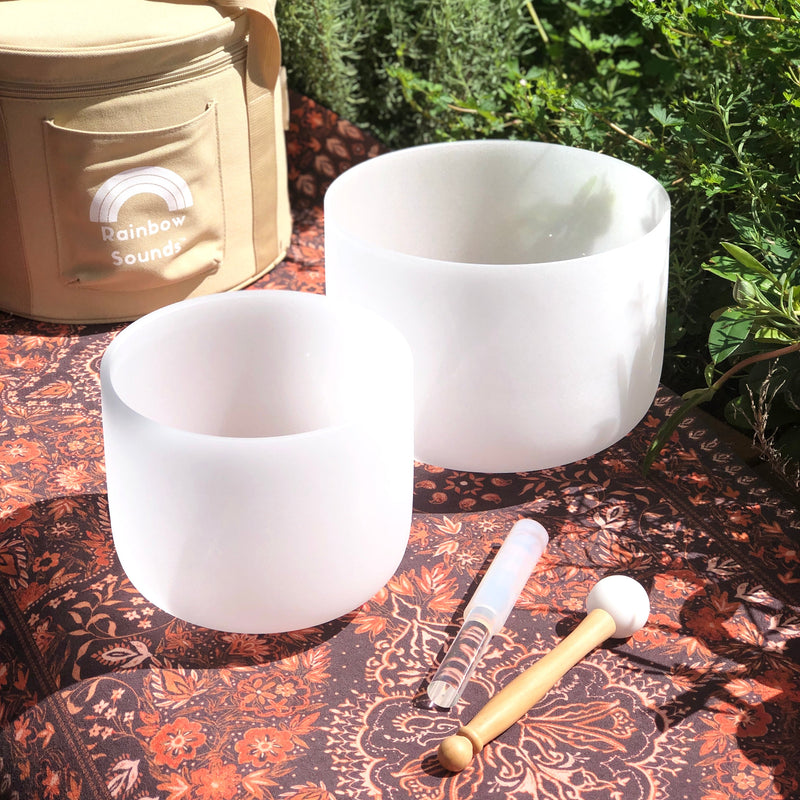 Earth & Soul Stars︱Set of 2 Sound Therapy Bowls in Beige Carry Case