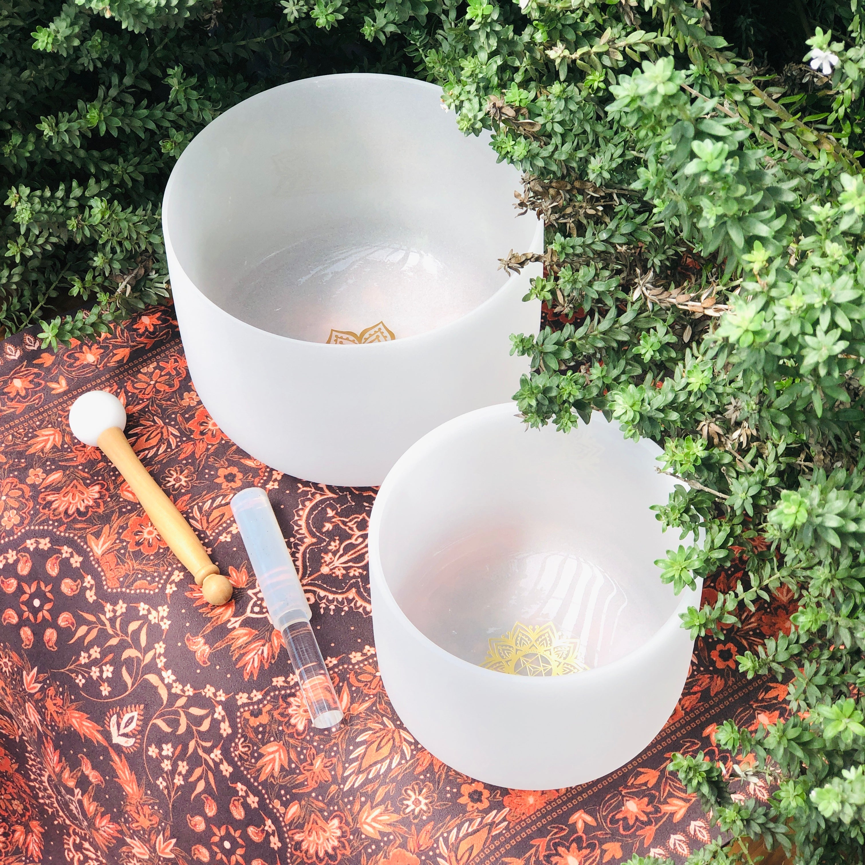 Earth & Soul Stars︱Set of 2 Sound Therapy Bowls in Beige Carry Case