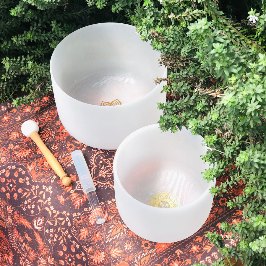 Earth & Soul Stars︱Set of 2 Sound Therapy Bowls in Beige Carry Case